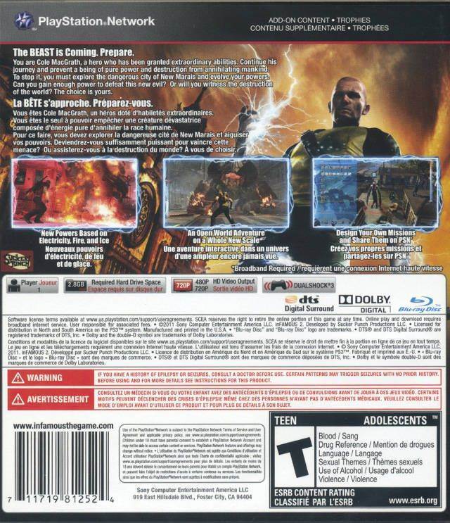 Infamous 2 - Sony PlayStation 3 (PS3) (Sony Computer Entertainment Europe - 1) video game collectible [Barcode 711719174486] - Main Image 2