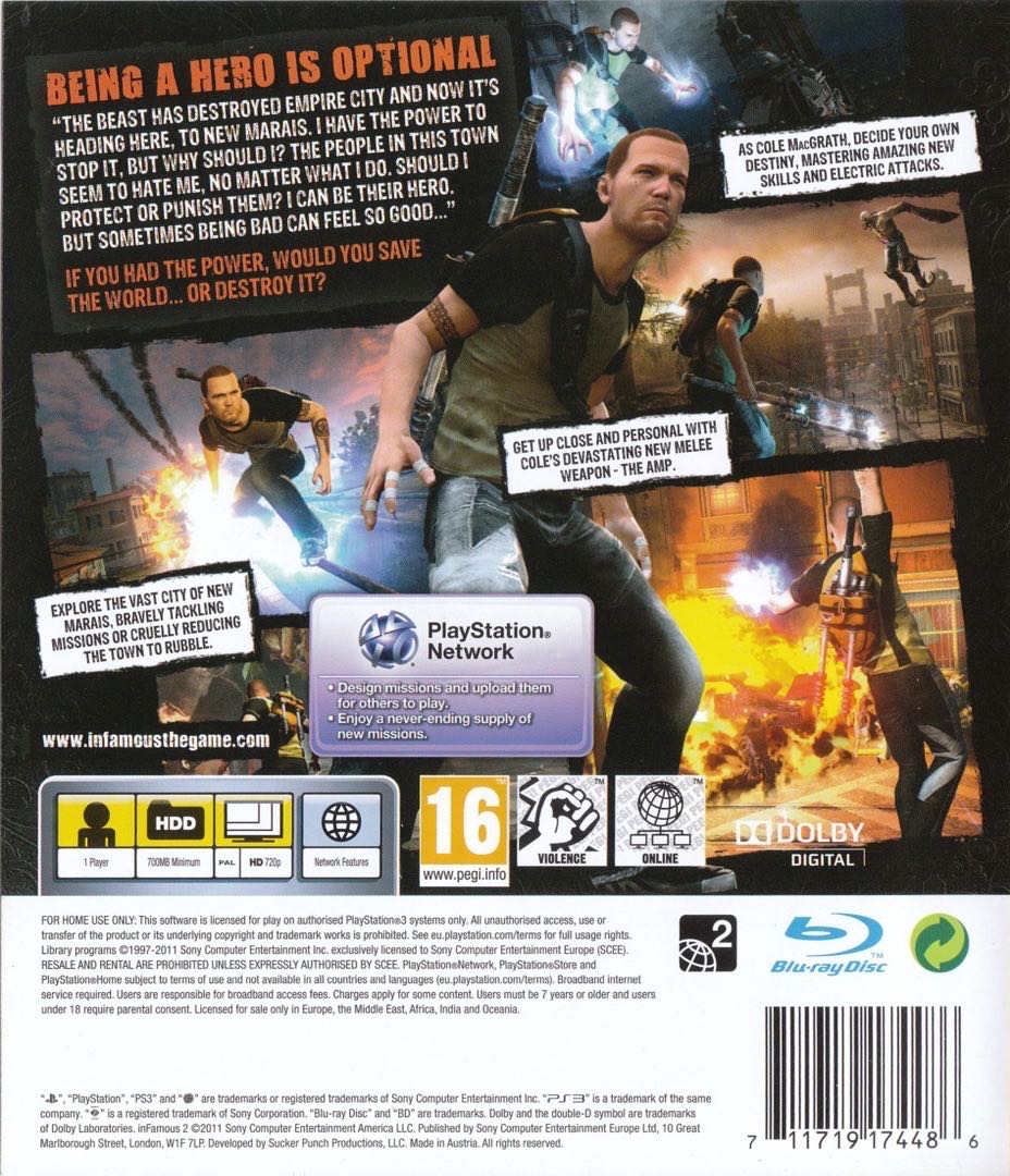 InFAMOUS 2 - Sony PlayStation 3 (PS3) (Sony Computer Entertainment) video game collectible [Barcode 711719175681] - Main Image 2