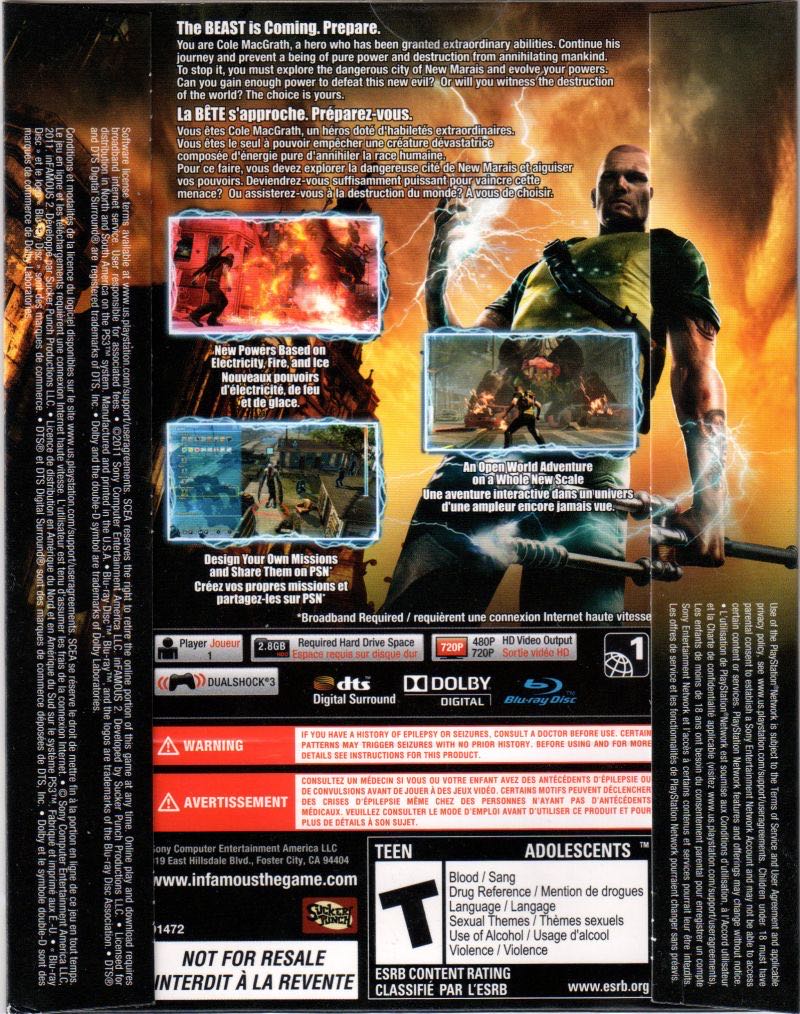 inFAMOUS 2 - Sony PlayStation 3 (PS3) (Sony Computer Entertainment - 1) video game collectible [Barcode 711719245650] - Main Image 2