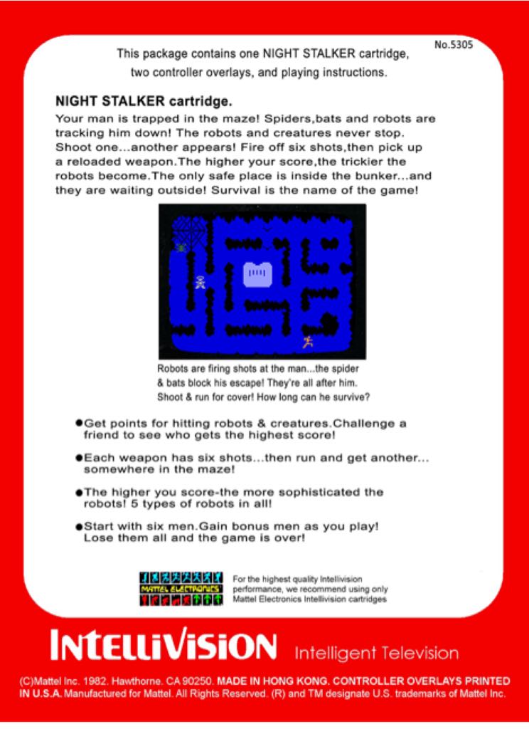 Night Stalker - Intellivision video game collectible - Main Image 2