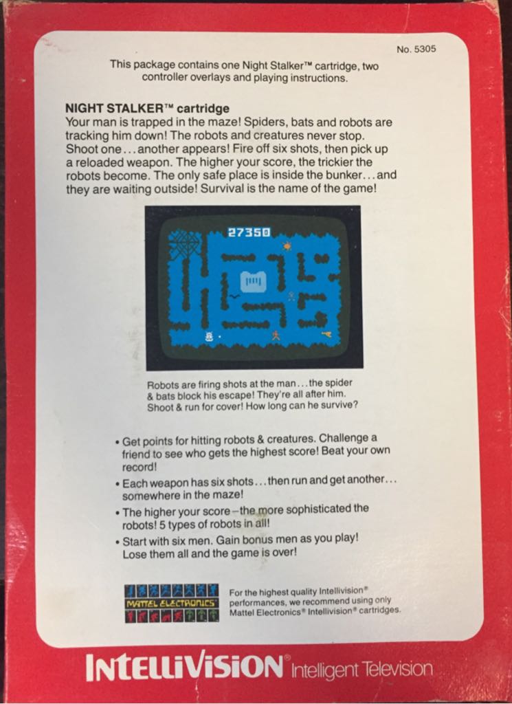 Night Stalker - Intellivision (Mattel) video game collectible - Main Image 2