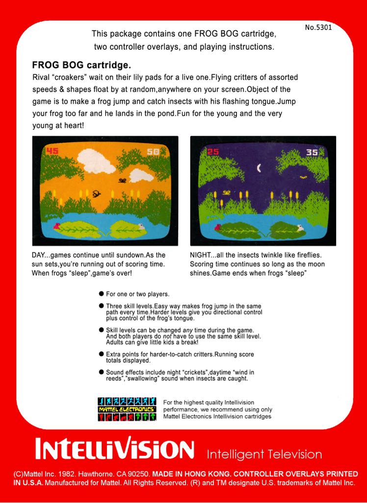 Frog Bog - Intellivision (Mattel Electronics - 2) video game collectible - Main Image 2