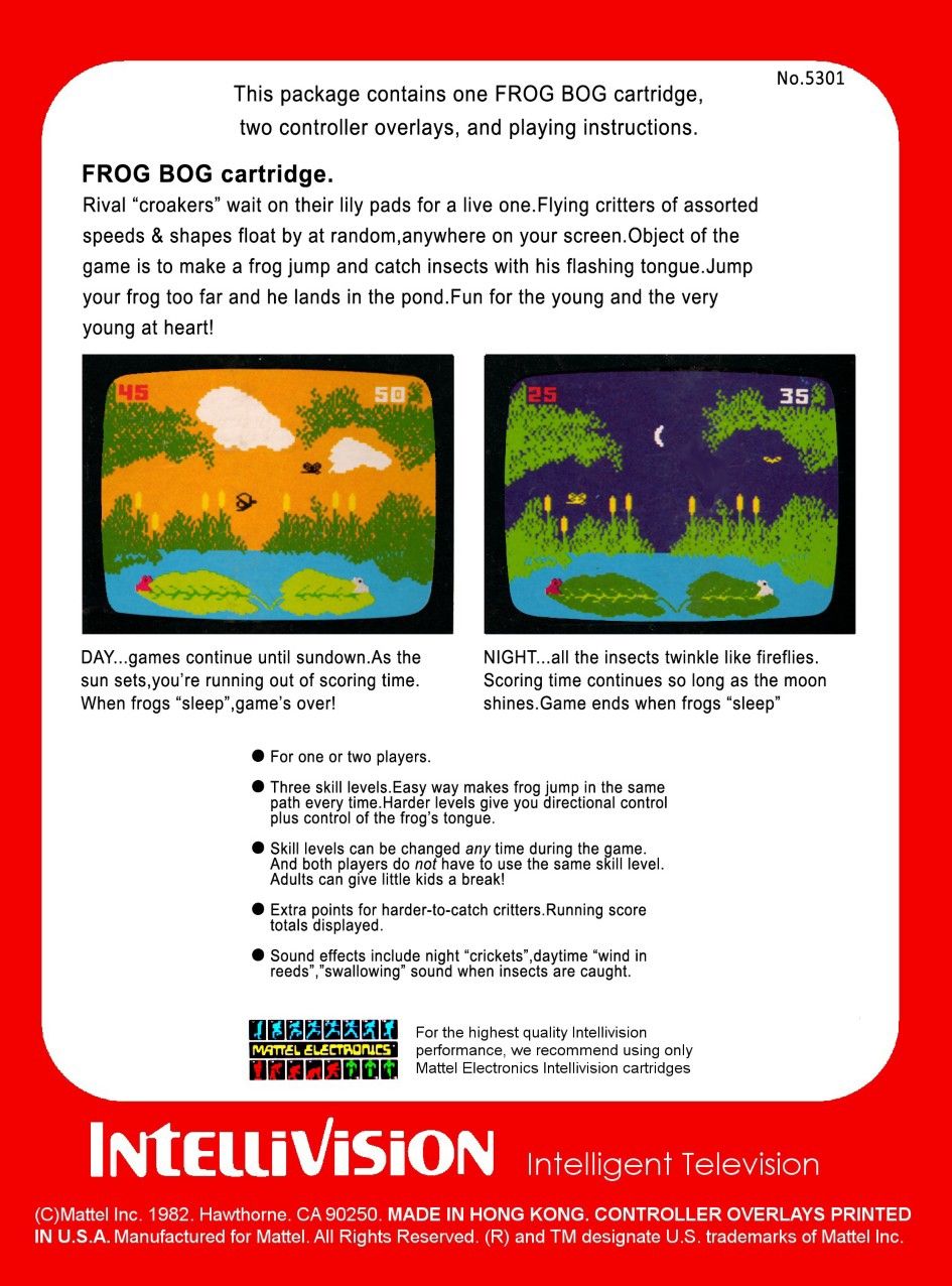 Frog Bog - Intellivision (Mattel - 1-2) video game collectible - Main Image 2