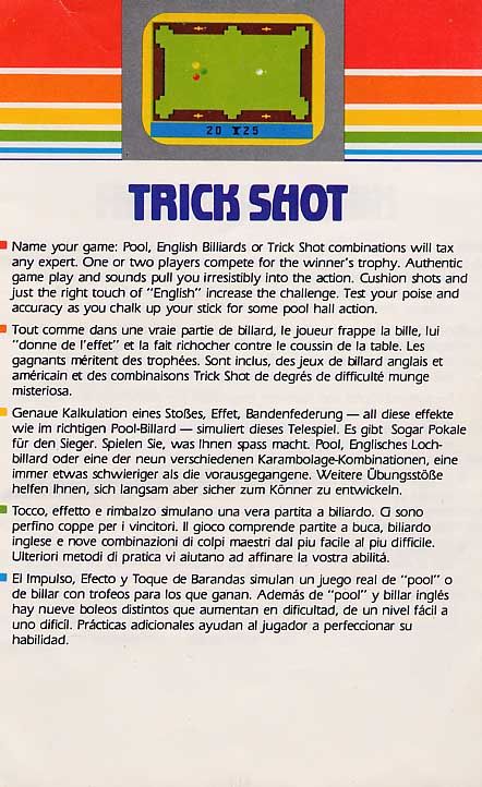 Trick Shot - Atari 2600 (Imagic) video game collectible - Main Image 2