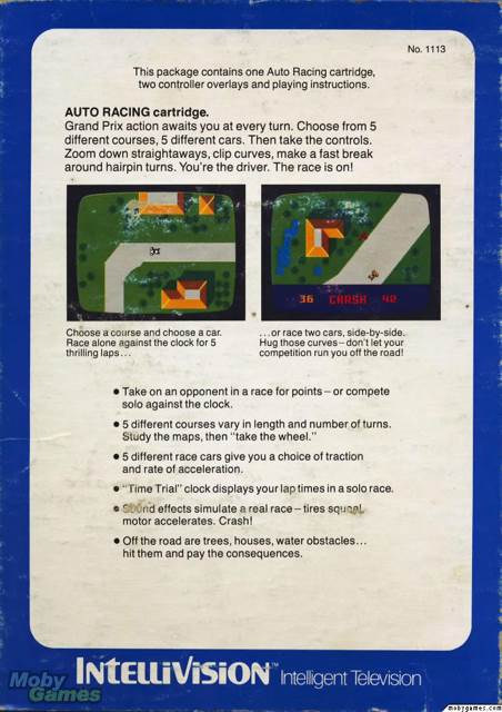 Auto Racing - Intellivision (Mattel Electronics - 2) video game collectible - Main Image 2