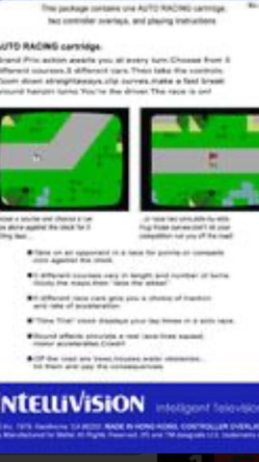 Auto Racing - Intellivision (Mattel Electronics - 1) video game collectible - Main Image 4
