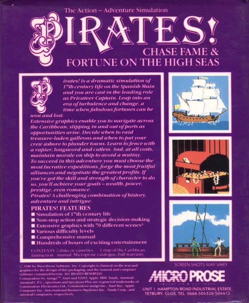 Sid Meier’s Pirates! - Commodore Amiga (Microprose Software) video game collectible - Main Image 2