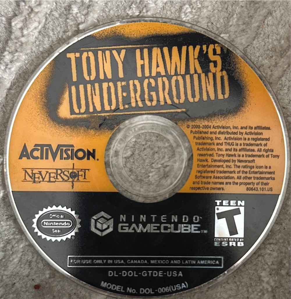 Tony Hawk’s Underground - Nintendo GameCube (Activision - 2) video game collectible [Barcode 047875806436] - Main Image 3
