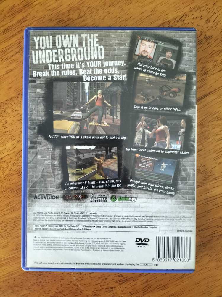 Tony Hawk’s Underground - Sony PlayStation 2 (PS2) (Activision) video game collectible [Barcode 5030917021633] - Main Image 2