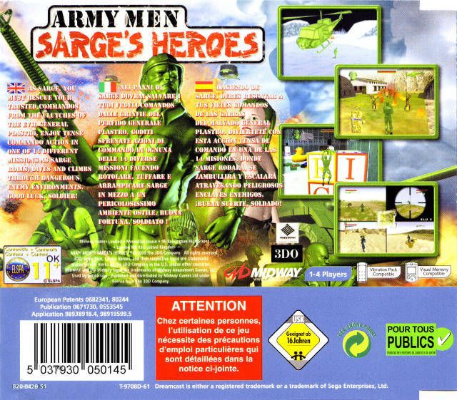 Army Men: Sarge’s Heroes - Nintendo 64 (N64) (3DO - 2) video game collectible [Barcode 790561026112] - Main Image 2