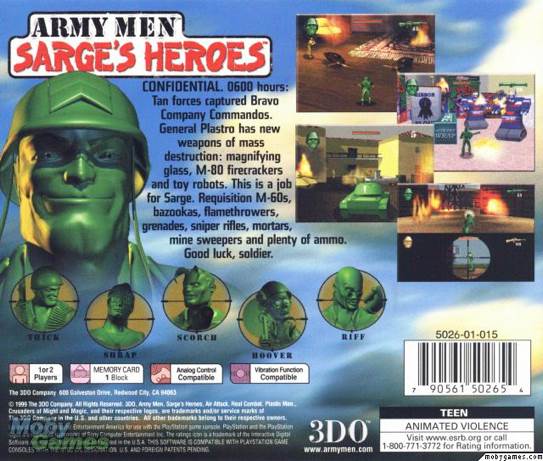 Army Men: Sarge’s Heroes - Sony PlayStation (3DO - 1) video game collectible [Barcode 790561502654] - Main Image 2