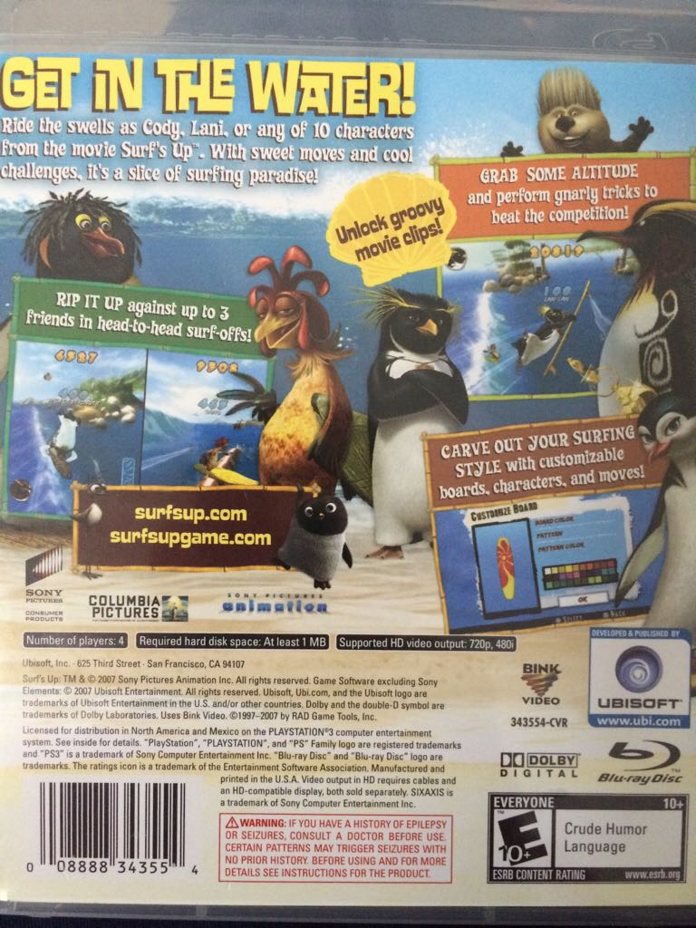Surf’s Up - Sony PlayStation 3 (PS3) (4) video game collectible [Barcode 008888343554] - Main Image 2