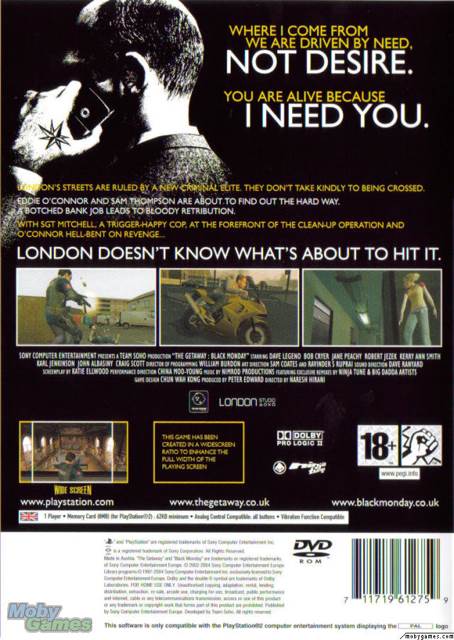 The Getaway: Black Monday - Sony PlayStation 2 (PS2) (Sony Computer Entertainmentinement - 1) video game collectible [Barcode 711719674252] - Main Image 2
