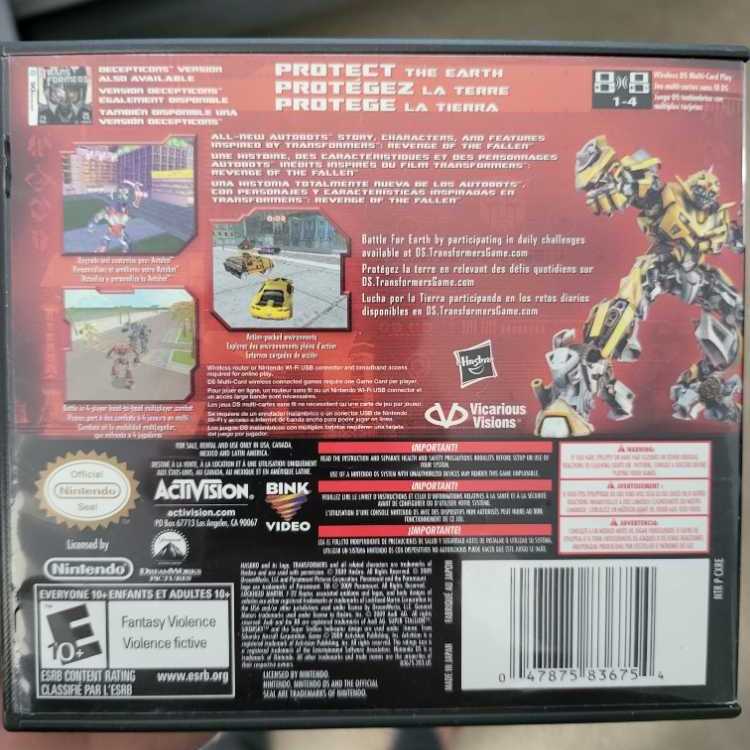 Transformers: Revenge of the Fallen Autobots - Nintendo DS (Activision) video game collectible [Barcode 047875836754] - Main Image 2