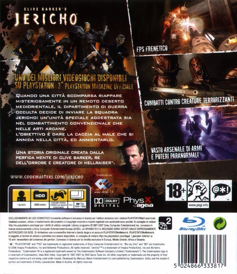 Clive Barker’s Jericho - Sony PlayStation 3 (PS3) (Codemasters) video game collectible - Main Image 2