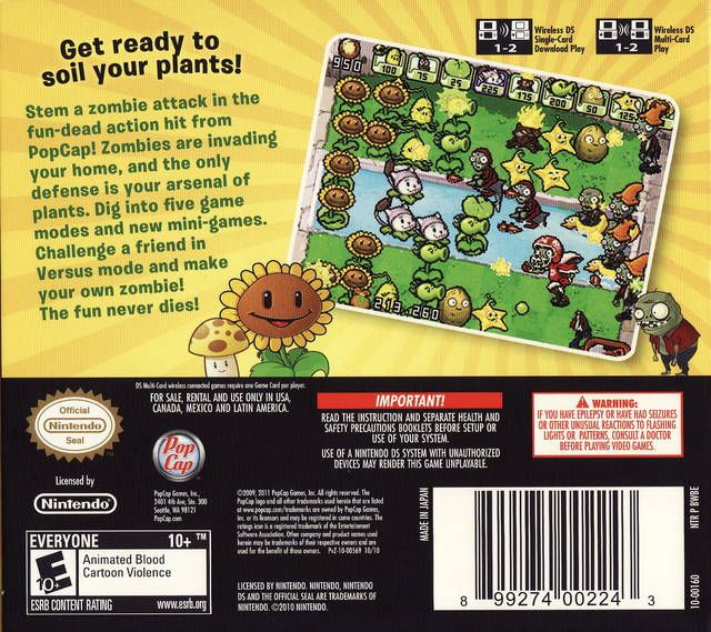Plants Vs Zombies - Nintendo DS (Popcap - 1) video game collectible - Main Image 2
