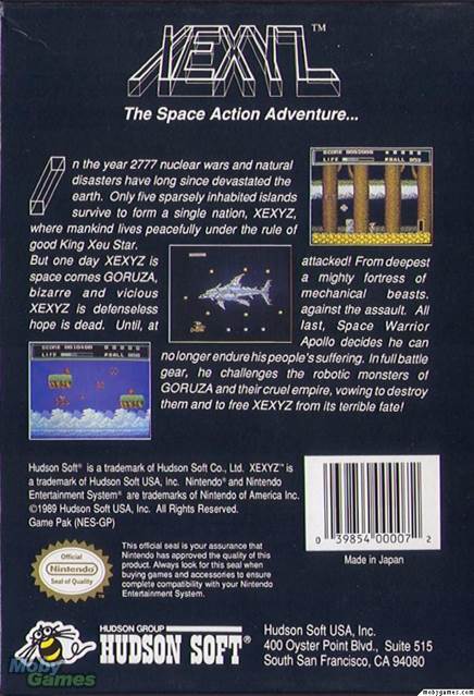 Xexyz - Nintendo Entertainment System (NES) video game collectible - Main Image 2