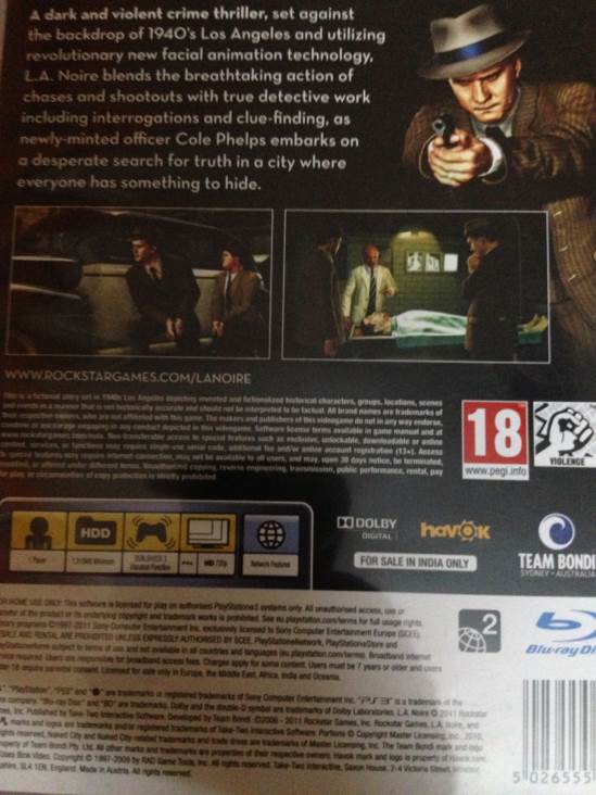 La Noire - Nintendo Switch (Rockstar Games - 1) video game collectible [Barcode 5026555406604] - Main Image 2