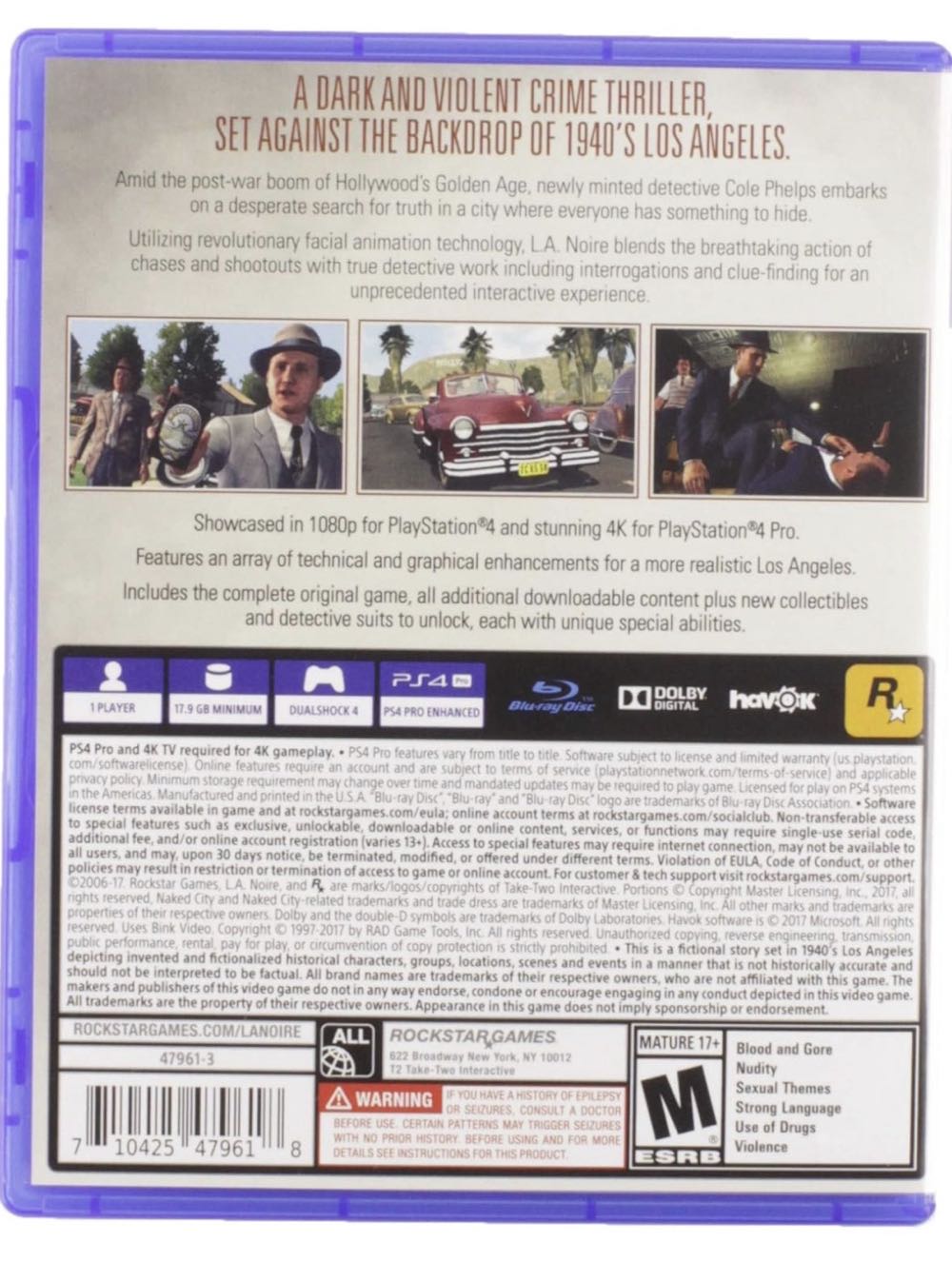 La Noire - Sony PlayStation 4 (PS4) video game collectible - Main Image 2