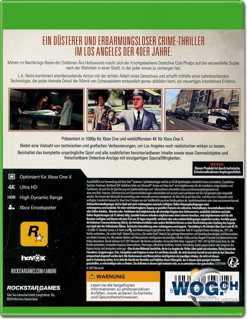 La Noire - Microsoft Xbox One video game collectible - Main Image 2