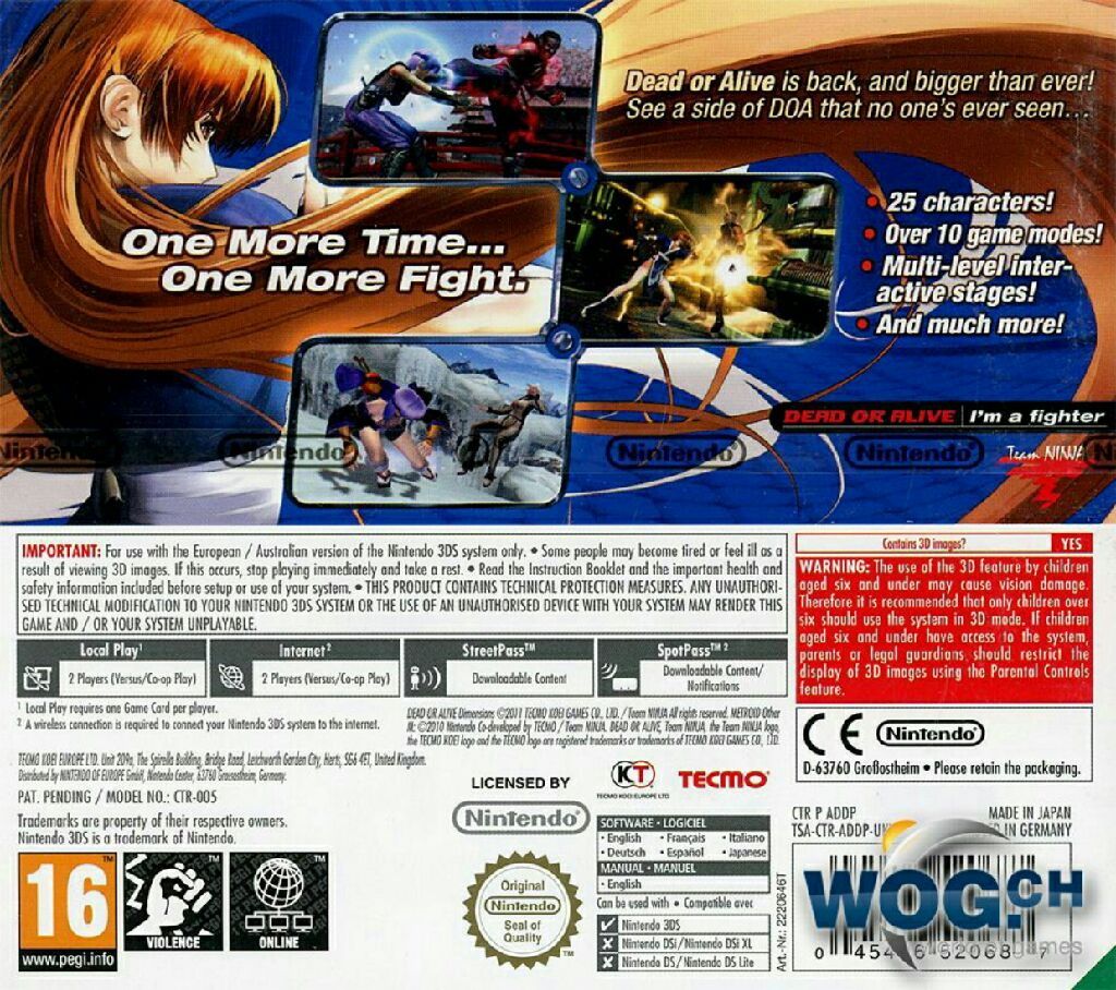 Dead Or Alive Dimensions - Nintendo 3DS (Tecmo - 2) video game collectible [Barcode 045496520717] - Main Image 2