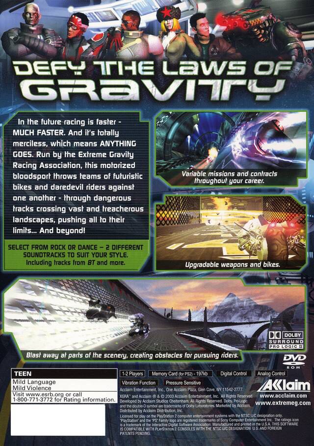 XGRA: Extreme G Racing Association - Sony PlayStation 2 (PS2) (Acclaim Entertainment - 1) video game collectible [Barcode 021481233008] - Main Image 2