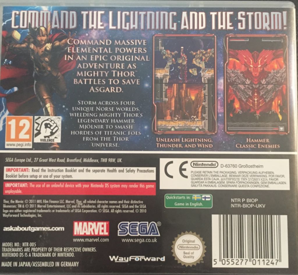 Thor: God of Thunder - Nintendo DS (Sega) video game collectible [Barcode 5055277011247] - Main Image 2