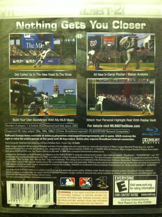 MLB The Show 08 - Sony PlayStation 3 (PS3) (Sony Computer Entertainment America - 2) video game collectible [Barcode 711719814122] - Main Image 2