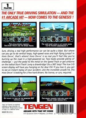 Hard Drivin’ - Sega Genesis (Mega Drive) (Tengen - 1) video game collectible [Barcode 031763017509] - Main Image 2