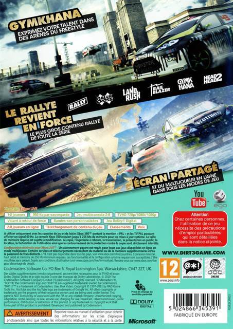 Dirt 3 - Microsoft Xbox 360 (Codemasters - 1) video game collectible [Barcode 5024866346145] - Main Image 2