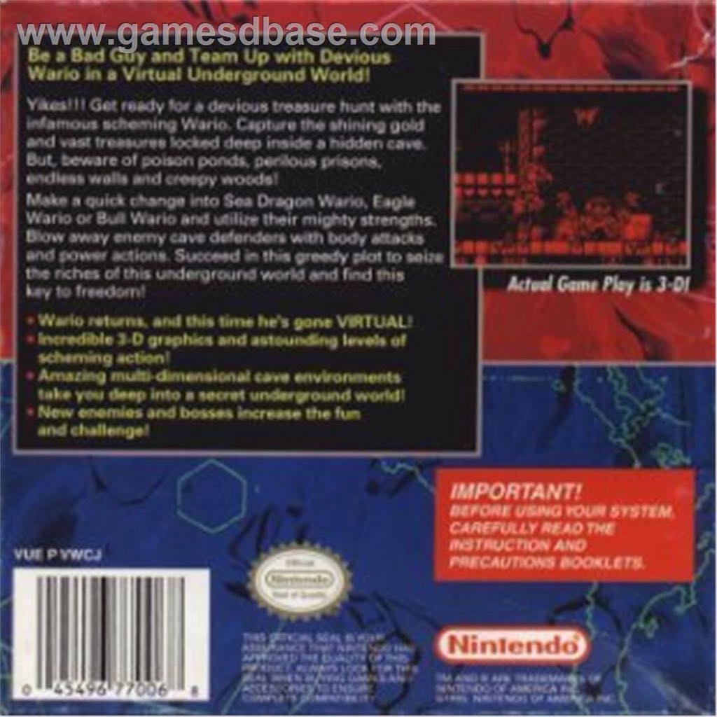 Wario Land - Nintendo Virtual Boy (Nintendo - 1) video game collectible - Main Image 2