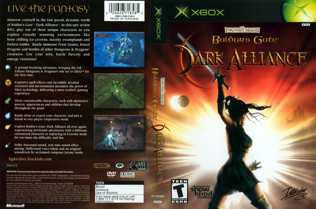 Baldur’s Gate: Dark Alliance - Microsoft Xbox (Interplay Entertainment - 1-2) video game collectible [Barcode 020626718585] - Main Image 2