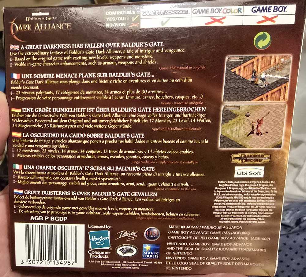 Baldur’s Gate: Dark Alliance - Nintendo Game Boy Advance (GBA) video game collectible - Main Image 2