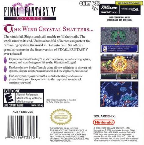 Final Fantasy V - Nintendo Game Boy Advance (GBA) (Square Enix - 1) video game collectible [Barcode 045496738105] - Main Image 2