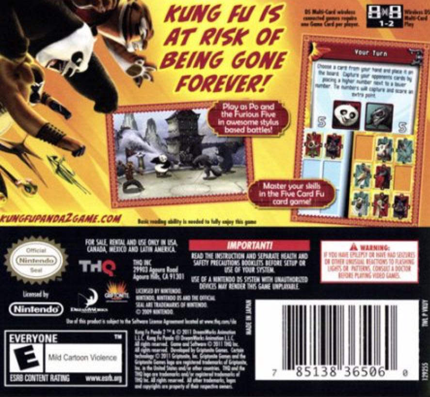 Kung Fu Panda 2 - Nintendo DS (THQ/Universal Brand Development - 1 Players) video game collectible - Main Image 2