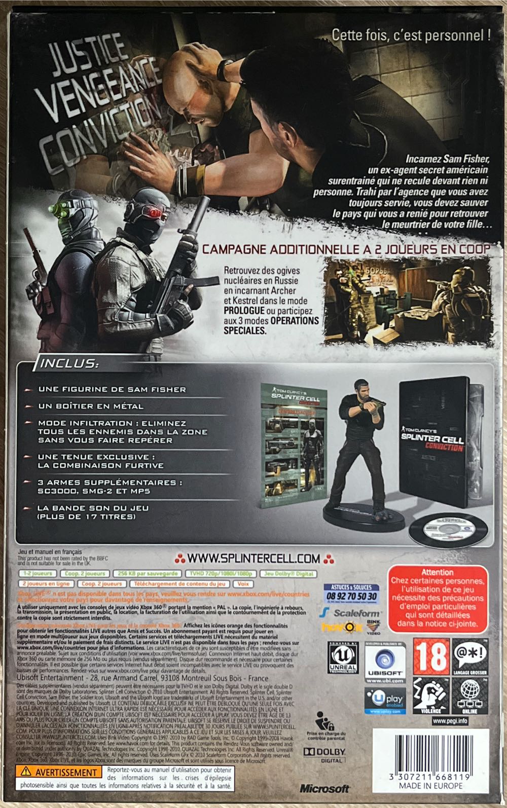 X360 / Tom Clancy’s Splinter Cell : Conviction (Collectors Edition) - Microsoft Xbox 360 (1-2) video game collectible [Barcode 3307211668119] - Main Image 2