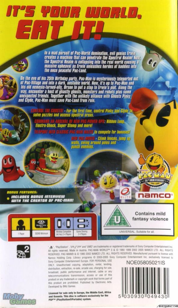 Pac-Man World 3 - Sony PlayStation Portable (PSP) (Electronic Arts - 4) video game collectible [Barcode 5030930049430] - Main Image 2