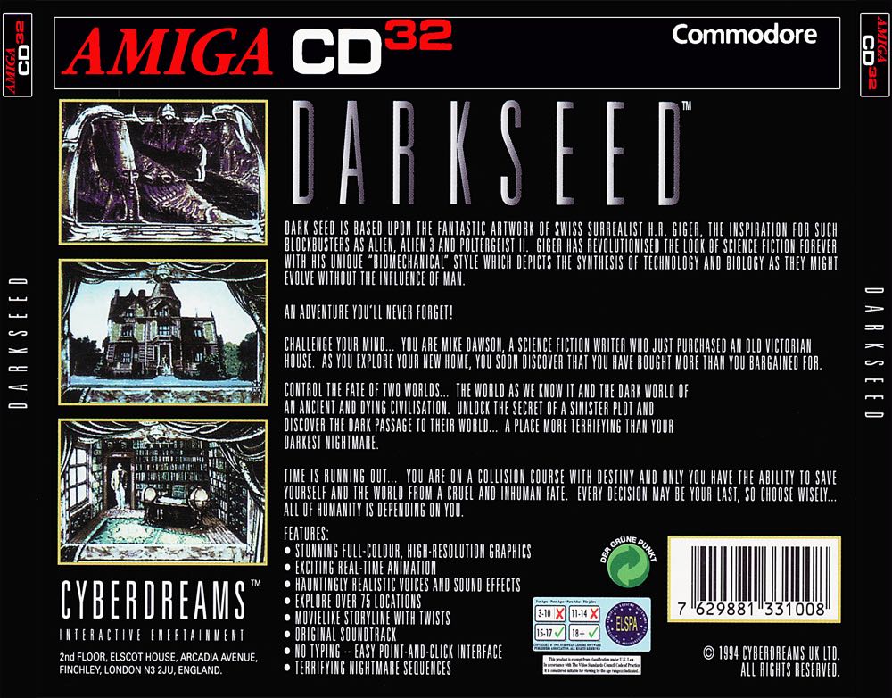 Darkseed - Commodore Amiga (Action Sixteen - 1) video game collectible [Barcode 5012634003659] - Main Image 2