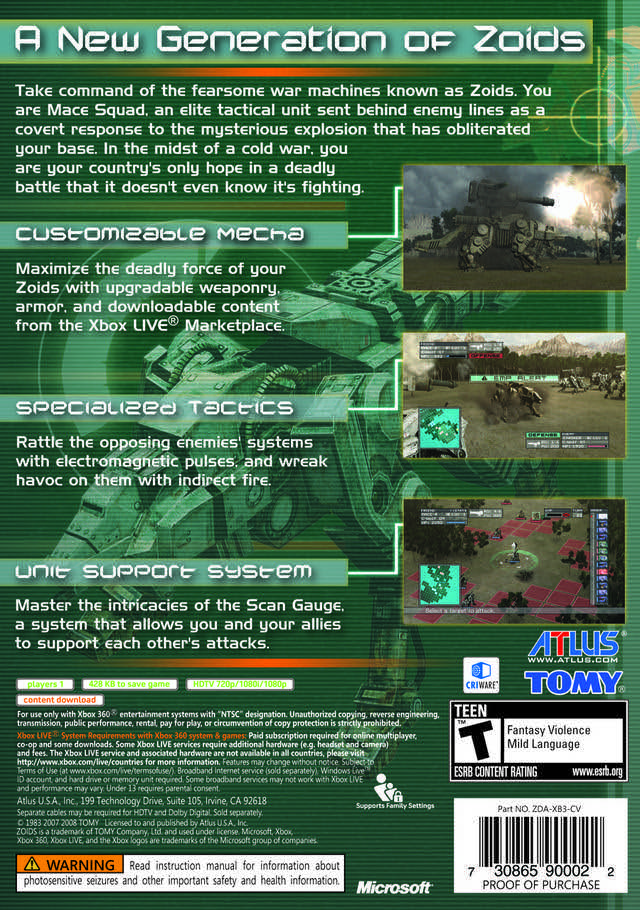 Zoids Assault - Microsoft Xbox 360 (Atlus - 1) video game collectible [Barcode 730865900022] - Main Image 2