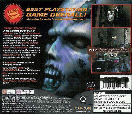 Resident Evil Director’s Cut (Greatest Hits) - Sony PlayStation (Capcom - 1) video game collectible [Barcode 013388210398] - Main Image 2