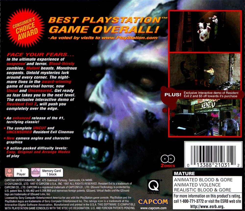 Resident Evil: Director’s Cut - Sony PlayStation (Capcom - 1) video game collectible - Main Image 2