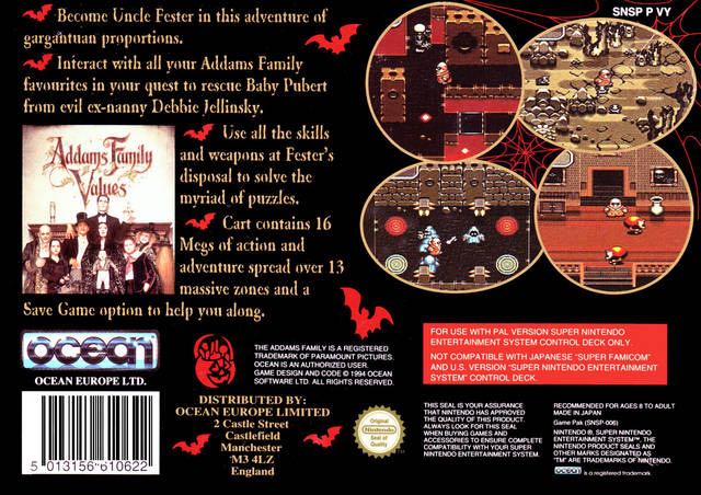 Addams Family Values - Nintendo Super Nintendo Entertainment System (SNES) (Ocean) video game collectible - Main Image 2