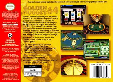 Golden Nugget 64 - Nintendo 64 (N64) (Electronic Arts - 4) video game collectible [Barcode 014633180015] - Main Image 2