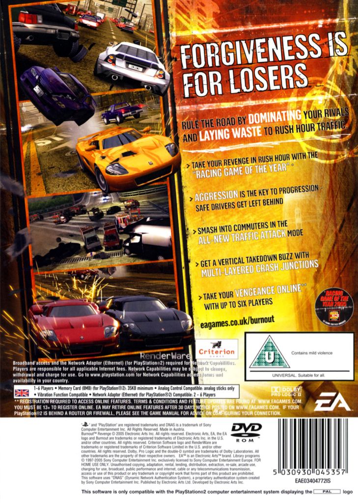 Burnout: Revenge - Sony PlayStation 2 (PS2) (Electonic Arts - 2-6) video game collectible [Barcode 4938833007827] - Main Image 2