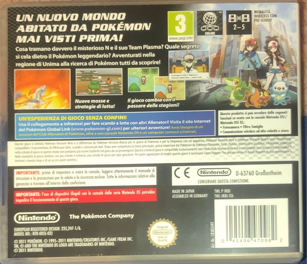 Pokemon Versione Nera - Nintendo DS (Nintendo - 1) video game collectible [Barcode 045496470982] - Main Image 2