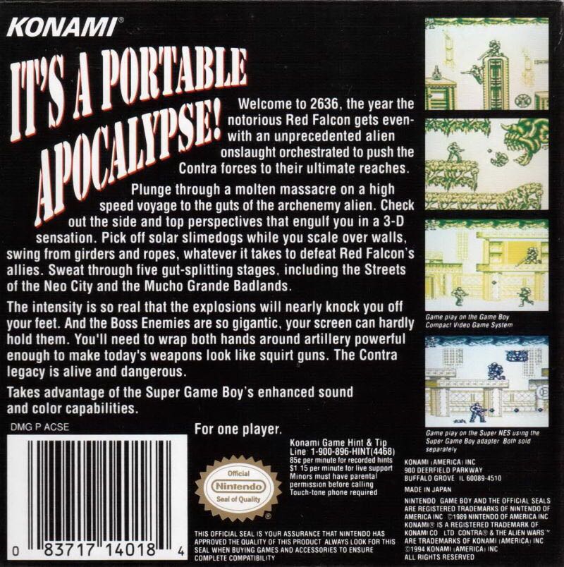 Contra The Alien Wars - Nintendo Game Boy video game collectible - Main Image 2