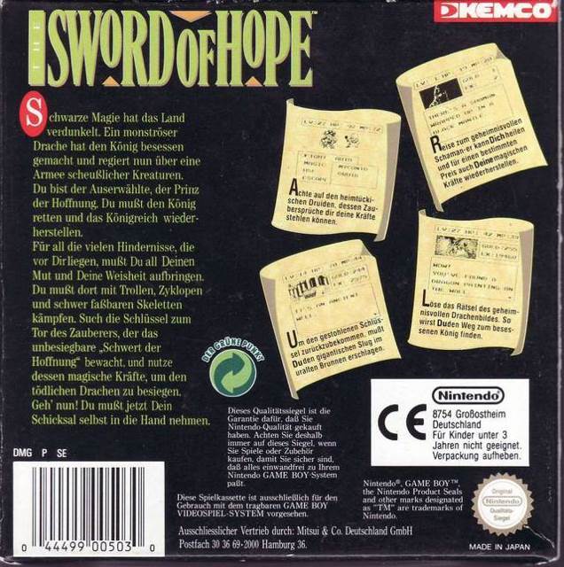 Sword Of Hope - Nintendo Game Boy video game collectible - Main Image 2