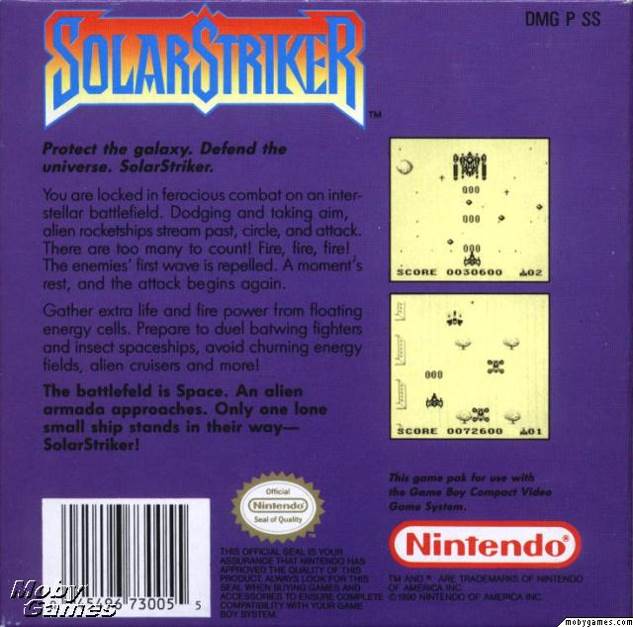 Solar Striker - Nintendo Game Boy (Nintendo - 1) video game collectible [Barcode 045496730055] - Main Image 2