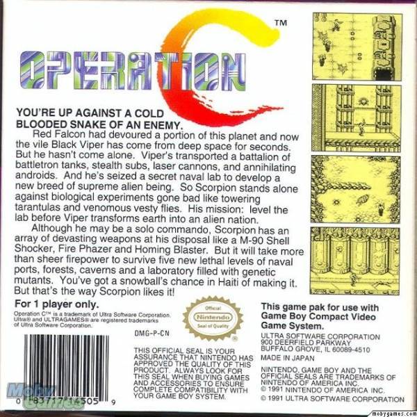 Operation C - Nintendo Game Boy video game collectible - Main Image 2
