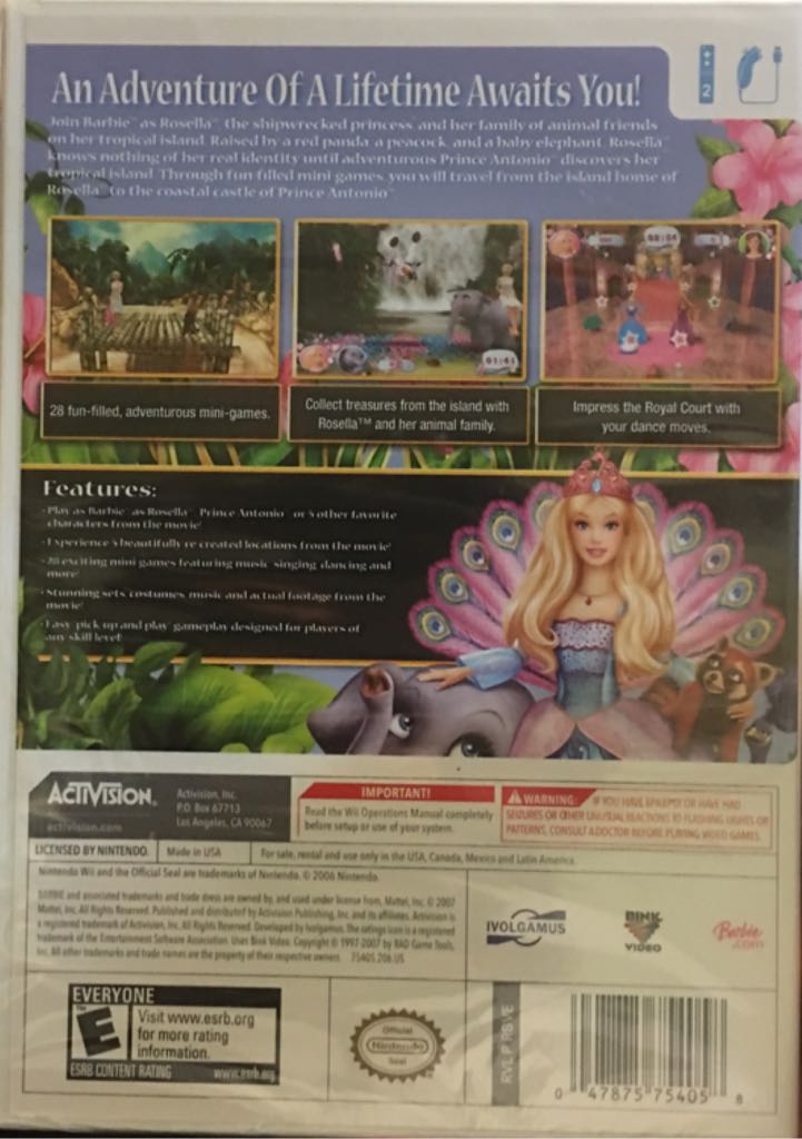 Barbie As The Island Princess - Nintendo Wii (Activision - 2) video game collectible [Barcode 047875754058] - Main Image 2